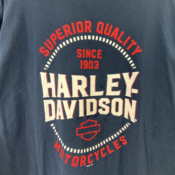 Harley Davidson Shirt Mens 3XL Double Sided Navy Flames Ohio Short Sleeve Tee - Picture 4 of 13